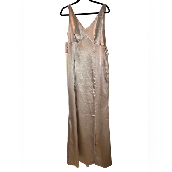 Birdy Grey GLORIA DRESS SATIN TAUPE Medium NEW NWT WEDDING BRIDESMAID - Picture 3 of 4